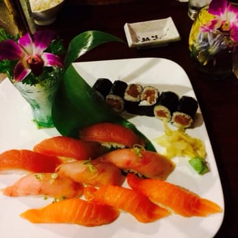 Wasabi - Trio sushi. Tuna roll, salmon, tuna, and yellowtail nigiri. It was good! - Japanese Near Me - Jacksonville, North Carolina