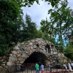 Grotto of the Lady of Lourdes - Grotto is in the shadow of the basilica.