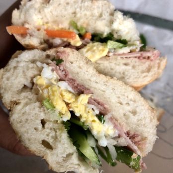 Sandwich House - Menu Item #1 - House Special Banh Mi Sandwich with egg (cross-section) - Sandwiches Near Me - Cypress, California