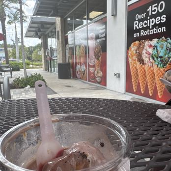 Bruster's Real Ice Cream - Mostly eaten ice cream with takeout window in the background. - Ice Cream & Frozen Yogurt Near Me - Golf, Florida