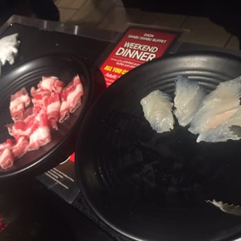Dada Shabu Shabu Buffet - Left: wagu beef belly right: fish fillet - Korean Near Me - Irvine, California Dada Shabu Shabu Buffet - Left: wagu beef belly right: fish fillet - Korean Near Me - Irvine, California