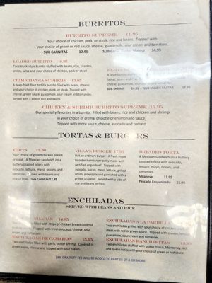 Menu photo 2 Villa's Mexican Grill Livingston, CA