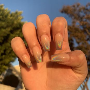 Top Nails & Spa - Coffin nails with holographic glitter gradient By Tiffiny - Day Spas Near Me - Covina, California Top Nails & Spa - Coffin nails with holographic glitter gradient By Tiffiny - Day Spas Near Me - Covina, California