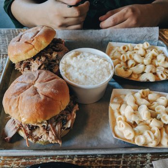 Pork Barrel BBQ - 2 Pull Pork Sandwiches ($6.95 each), 2 Chipotle Mac & Cheese ($2.95 each), 1 Creamy grits ($2.95). - Barbeque Near Me - Alexandria, Virginia Pork Barrel BBQ - 2 Pull Pork Sandwiches ($6.95 each), 2 Chipotle Mac & Cheese ($2.95 each), 1 Creamy grits ($2.95). - Barbeque Near Me - Alexandria, Virginia