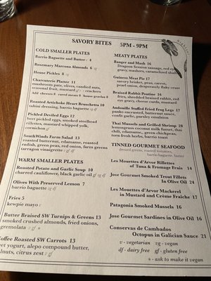 Menu photo 7 Nightjar Tucson, AZ