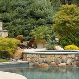 a pool and waterfall