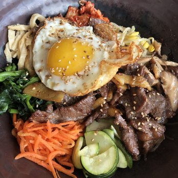 Burning Rice - Regular bowl with pineapple galbi steak and everything for side dishes. - Korean Near Me - Frisco, Texas