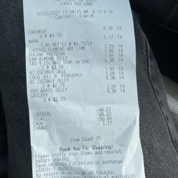 A receipt the cashier asked for