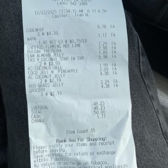 Ocean Supermarket - A receipt the cashier asked for - International Grocery Near Me - Milpitas, California Ocean Supermarket - A receipt the cashier asked for - International Grocery Near Me - Milpitas, California