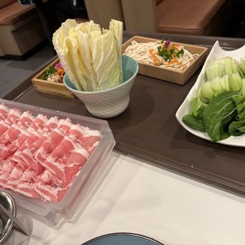 Happy Lamb Hot Pot - Marble lamb, noodles and veggies - Chinese Near Me - Cupertino, California