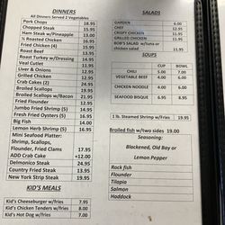 Parkside Family Restaurant - Menu - dinners, kids meals, salads