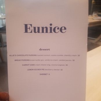 Eunice - Dessert menu - Cajun/Creole Near Me - Houston, Texas