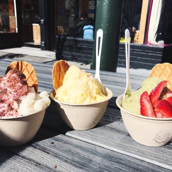 Powder - Strawberry with dusted cocoa powder and mochi | mango with sweet milk | matcha with fresh fruit | May 2018 - Desserts Near Me - San Francisco, California Powder - Strawberry with dusted cocoa powder and mochi | mango with sweet milk | matcha with fresh fruit | May 2018 - Desserts Near Me - San Francisco, California