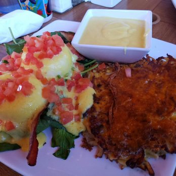 Darbi's Cafe - Potato cakes with Florentine eggs benedict - American Near Me - Pinetop, Arizona