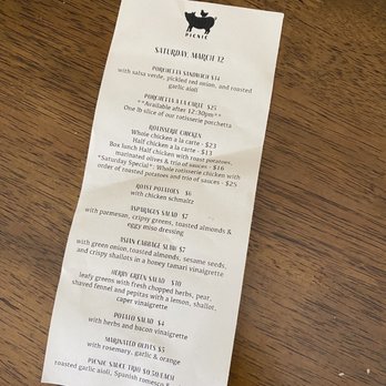 Picnic - today's menu! - Chicken Shop Near Me - Albany, California