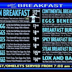 Tip Top Meats - Breakfast menu