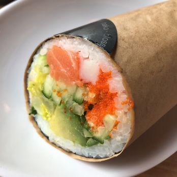 Sushi Shop - Tempura and salmon sushi burrito - Japanese Near Me - Toronto, Ontario Sushi Shop - Tempura and salmon sushi burrito - Japanese Near Me - Toronto, Ontario