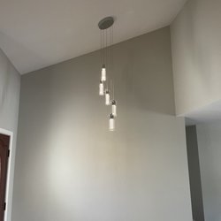 Castillo Electric - Sloped high ceiling fixture install