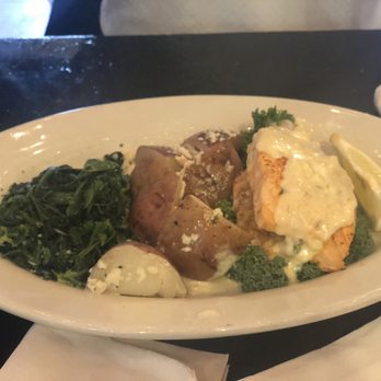 Halsey Bar And Grill - Salmon, spinach, potatoes, broccoli - Cocktail Bars Near Me - Brooklyn, New York Halsey Bar And Grill - Salmon, spinach, potatoes, broccoli - Cocktail Bars Near Me - Brooklyn, New York