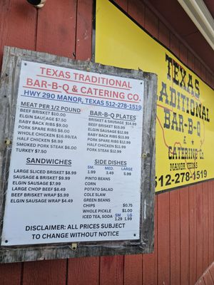 Menu photo 1 Texas Traditional Bar-B-Q Manor, TX Menu photo 1 Texas Traditional Bar-B-Q Manor, TX