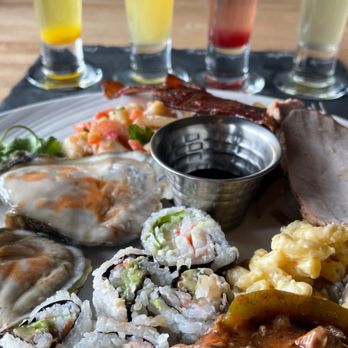 Silver Fox Bar & Grill - Brunch with mimosa flight in the back. - American Near Me - Yorkville, Illinois Silver Fox Bar & Grill - Brunch with mimosa flight in the back. - American Near Me - Yorkville, Illinois