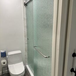 Barn door style slider with rain texture.