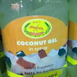 The whole side of one entire aisle in this very large store is coconut products!