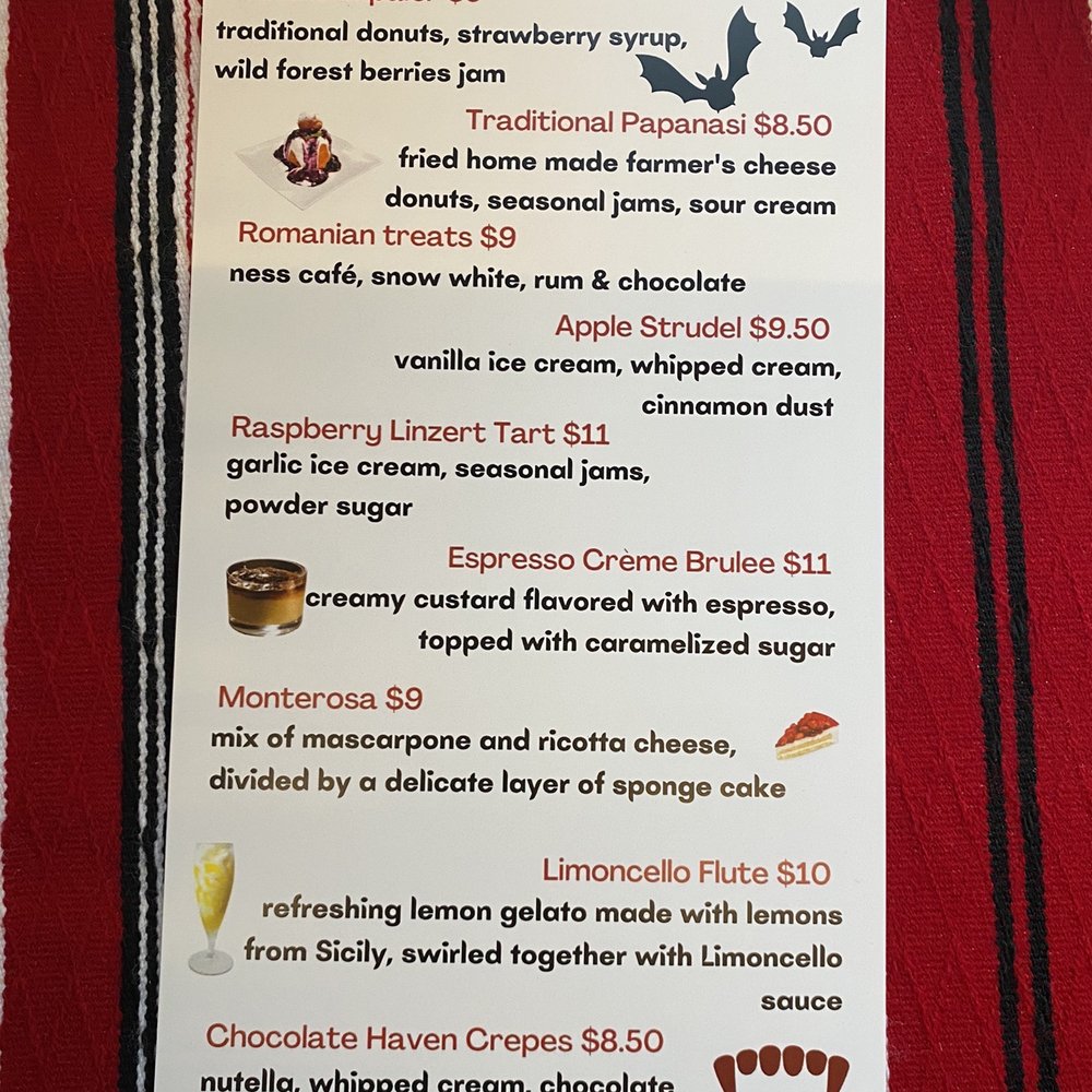 Cafe Transilvania - Dessert Menu - Modern European Near Me - East Haven, Connecticut Cafe Transilvania - Dessert Menu - Modern European Near Me - East Haven, Connecticut