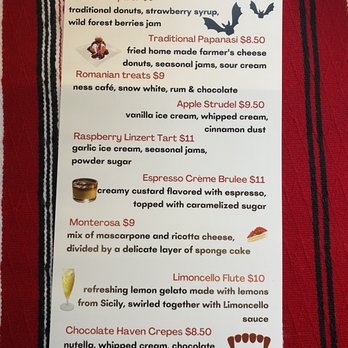 Cafe Transilvania - Dessert Menu - Modern European Near Me - East Haven, Connecticut Cafe Transilvania - Dessert Menu - Modern European Near Me - East Haven, Connecticut