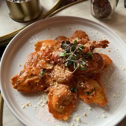 Crab and lobster ravioli