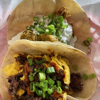 Tacodeli - Top: Pollo Fantastico Bottom: Barbacoa Madruguera - Tacos Near Me - Houston, Texas
