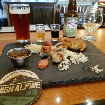 High Alpine Brewing - Yummy Colorado sausage and pretzel platter! - Pizza Near Me - Gunnison, Colorado High Alpine Brewing - Yummy Colorado sausage and pretzel platter! - Pizza Near Me - Gunnison, Colorado