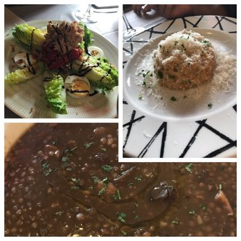 La Malontina - Lunch Appetizers: tuna on salad, amazing risotto and lentils with mushrooms - Modern European Near Me - Madrid, M La Malontina - Lunch Appetizers: tuna on salad, amazing risotto and lentils with mushrooms - Modern European Near Me - Madrid, M