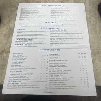 Pinstripes - Drink menu. - New American Near Me - Houston, Texas