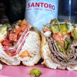 Santoro's Submarine Sandwich - Italian Cold Cut (includes cheese) $12.95. Hot Pepper Steak add Provolone $13.50+$1.00 5/30/2024