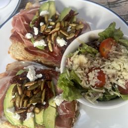 Avocado toast with Serrano ham