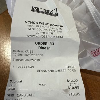Vchos Pupuseria - Price for two pupusas - Salvadoran Near Me - West Covina, California Vchos Pupuseria - Price for two pupusas - Salvadoran Near Me - West Covina, California