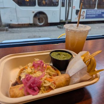El Merkury - pupusa and taquito meal deal with a tamarind water - Latin American Near Me - Philadelphia, Pennsylvania El Merkury - pupusa and taquito meal deal with a tamarind water - Latin American Near Me - Philadelphia, Pennsylvania