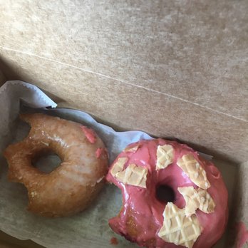 Vortex Doughnuts - vanilla + strawberry waffle cone donut - Coffee & Tea Near Me - Asheville, North Carolina Vortex Doughnuts - vanilla + strawberry waffle cone donut - Coffee & Tea Near Me - Asheville, North Carolina