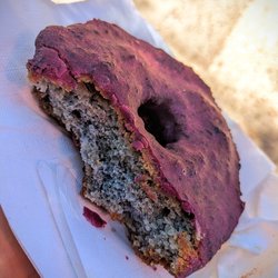 Whoo's Donuts - blue corn, blueberry lavender cake donut