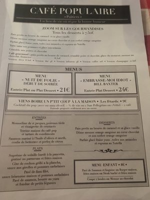 Menu photo 1 Café Populaire Poitiers, 86 Menu photo 1 Café Populaire Poitiers, 86