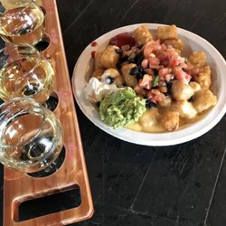 Tater totchos make a great pairing with a flight of beer, wine, or cider!