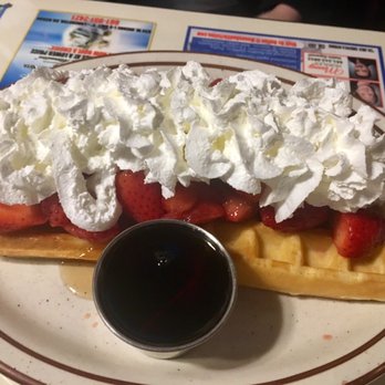 Crazy Otto's Diner - Waffles w/Strawberries & whipped cream - Diners Near Me - Lancaster, California