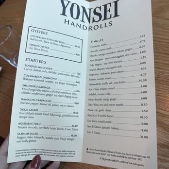 Yonsei Handrolls - Menu - Sushi Bars Near Me - Albany, California