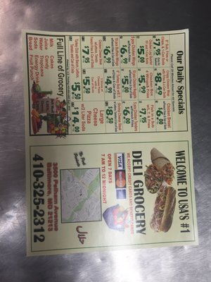 Menu photo 1 Usa #1 Deli & Grocery Baltimore, MD Menu photo 1 Usa #1 Deli & Grocery Baltimore, MD