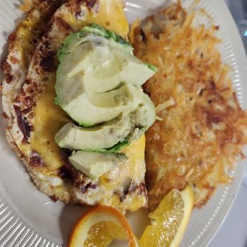 Debbie's Restaurant & Pie Shoppe - Abc omlette with a cinnamon roll and hash browns - Breakfast & Brunch Near Me - San Marcos, California Debbie's Restaurant & Pie Shoppe - Abc omlette with a cinnamon roll and hash browns - Breakfast & Brunch Near Me - San Marcos, California