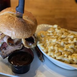 JJ's Tap and Smokehouse - BBQ Beef Brisket Sandwich and side of macaroni and cheese.  Sandwich was delicious but skip the Mac n cheese next time