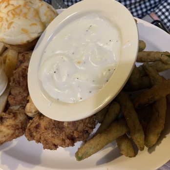 Cast Iron Grill - Fried chicken strips! Fried green beans. Yum! - Breakfast & Brunch Near Me - Lubbock, Texas