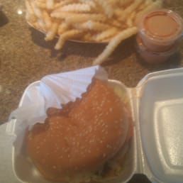 Large fry, Ranch burger, and two fry sauces. Large fry, Ranch burger, and two fry sauces.
