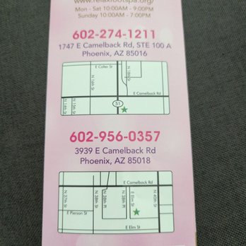 Relax Foot Spa - This is their pamphlet of services. - Massage Therapy Near Me - Phoenix, Arizona